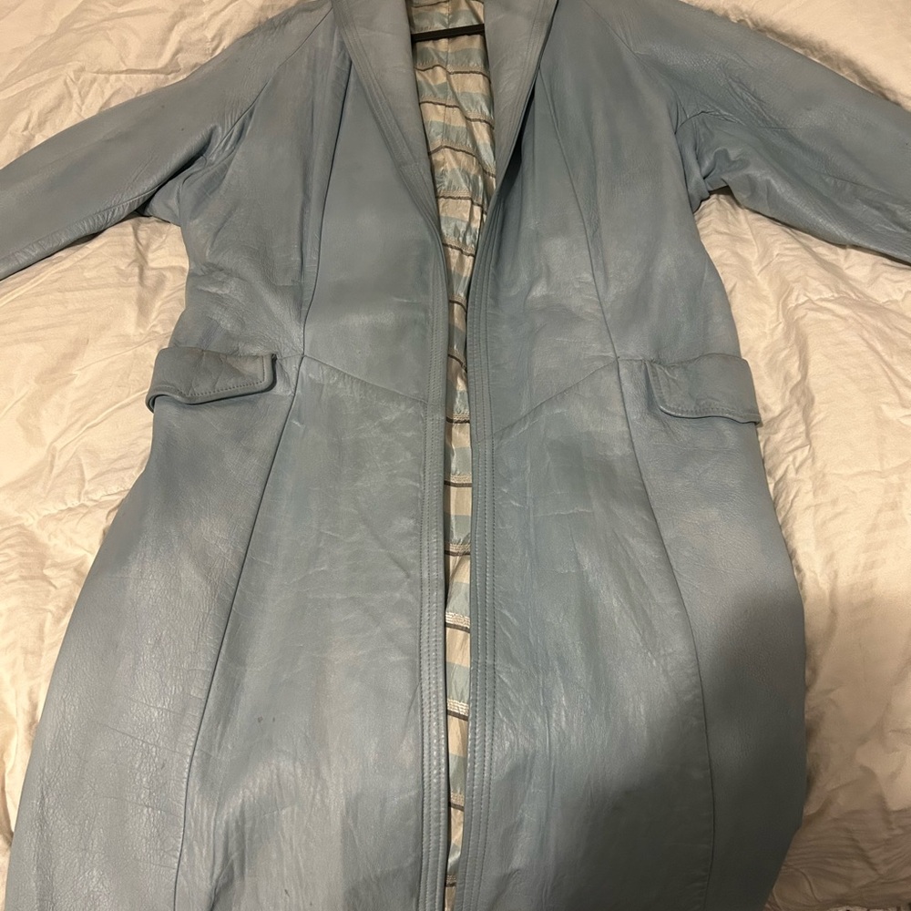 Vintage Coach Light Blue Leather Jacket